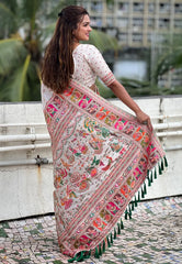 Pashmina Kashmiri Woven Border Saree