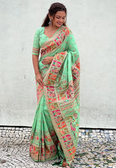 Pashmina Kashmiri Woven Border Saree