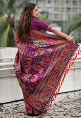 Pashmina Kashmiri Woven Border Saree