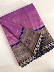 Premium Paithani Silk Intricate Lining Design Saree with Lace
