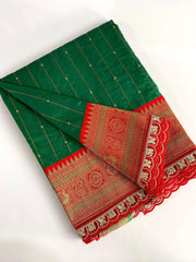 Premium Paithani Silk Intricate Lining Design Saree with Lace