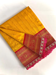 Premium Paithani Silk Intricate Lining Design Saree with Lace