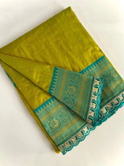 Premium Paithani Silk Intricate Lining Design Saree with Lace