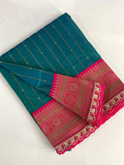 Premium Paithani Silk Intricate Lining Design Saree with Lace
