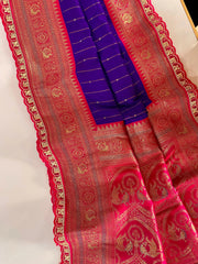 Premium Paithani Silk Intricate Lining Design Saree with Lace