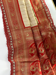 Premium Paithani Silk Intricate Lining Design Saree with Lace