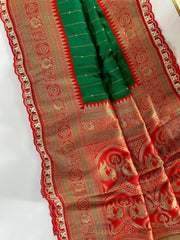 Premium Paithani Silk Intricate Lining Design Saree with Lace