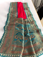 Premium Paithani Silk Intricate Lining Design Saree with Lace