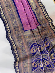 Premium Paithani Silk Intricate Lining Design Saree with Lace