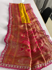 Premium Paithani Silk Intricate Lining Design Saree with Lace