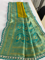 Premium Paithani Silk Intricate Lining Design Saree with Lace