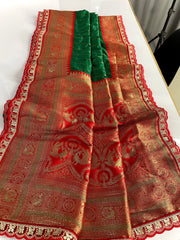 Premium Paithani Silk Intricate Lining Design Saree with Lace
