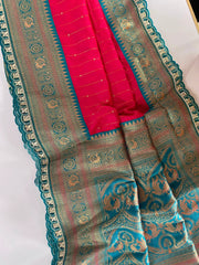 Premium Paithani Silk Intricate Lining Design Saree with Lace