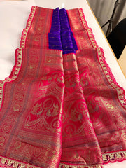 Premium Paithani Silk Intricate Lining Design Saree with Lace