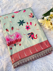 Jaal Paithani Soft Silk Scallop Border Lace Saree