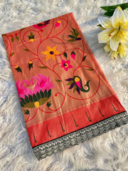 Jaal Paithani Soft Silk Scallop Border Lace Saree