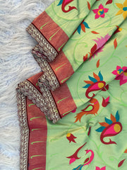 Jaal Paithani Soft Silk Scallop Border Lace Saree