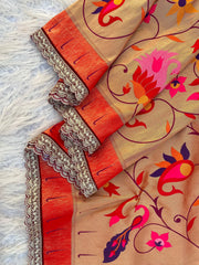 Jaal Paithani Soft Silk Scallop Border Lace Saree