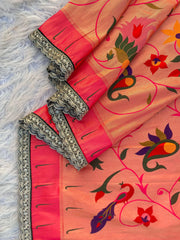 Jaal Paithani Soft Silk Scallop Border Lace Saree