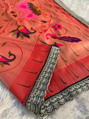 Jaal Paithani Soft Silk Scallop Border Lace Saree