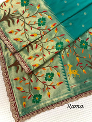 Sost Silk Paithani Scalloped Border Lace Saree