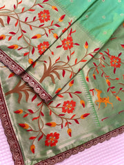 Sost Silk Paithani Scalloped Border Lace Saree