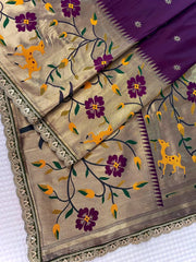 Sost Silk Paithani Scalloped Border Lace Saree