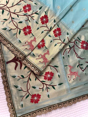 Sost Silk Paithani Scalloped Border Lace Saree