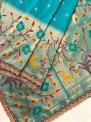 Sost Silk Paithani Scalloped Border Lace Saree