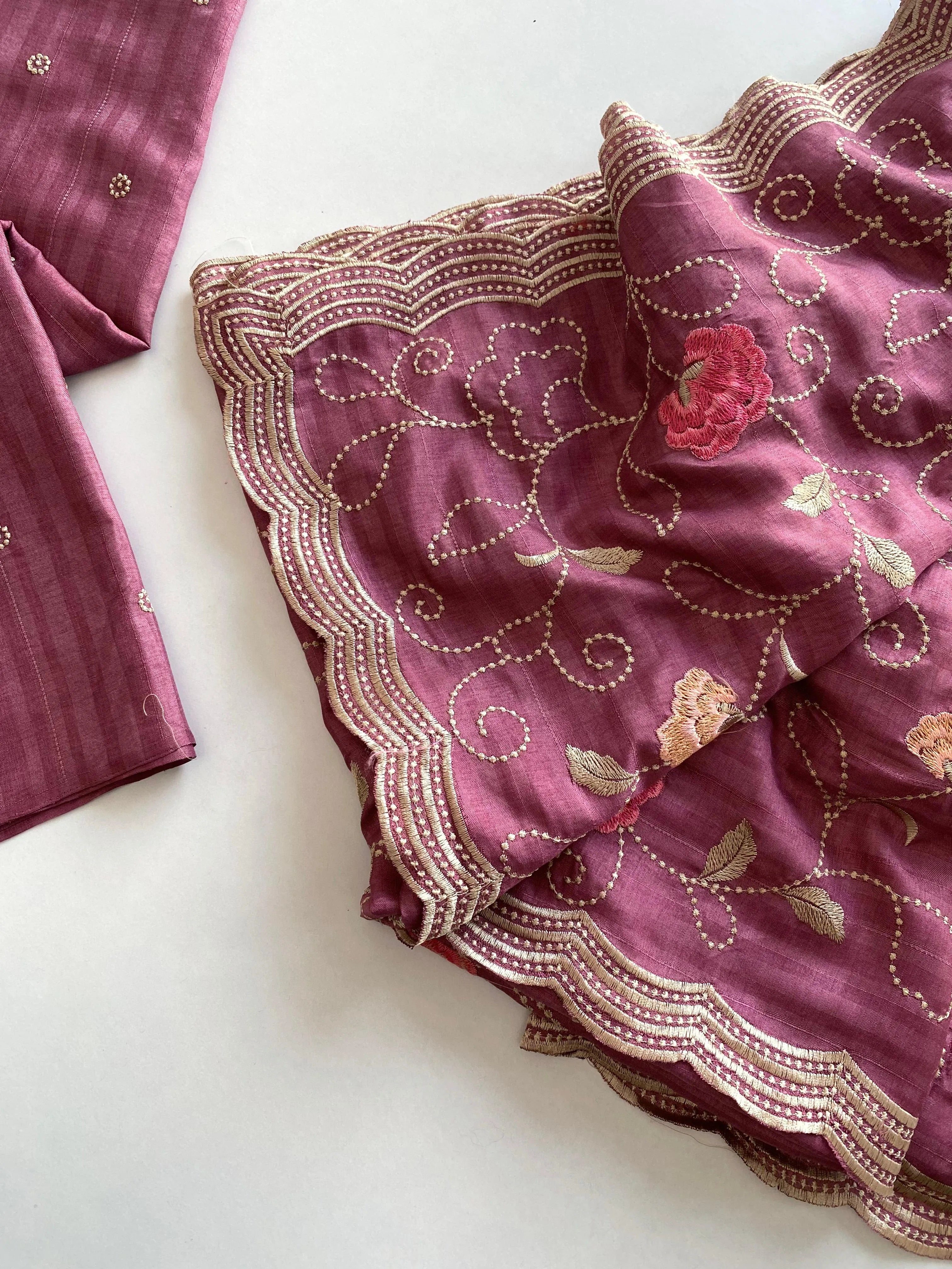 Tussar Silk Embroidery Jaal Floral Design Saree