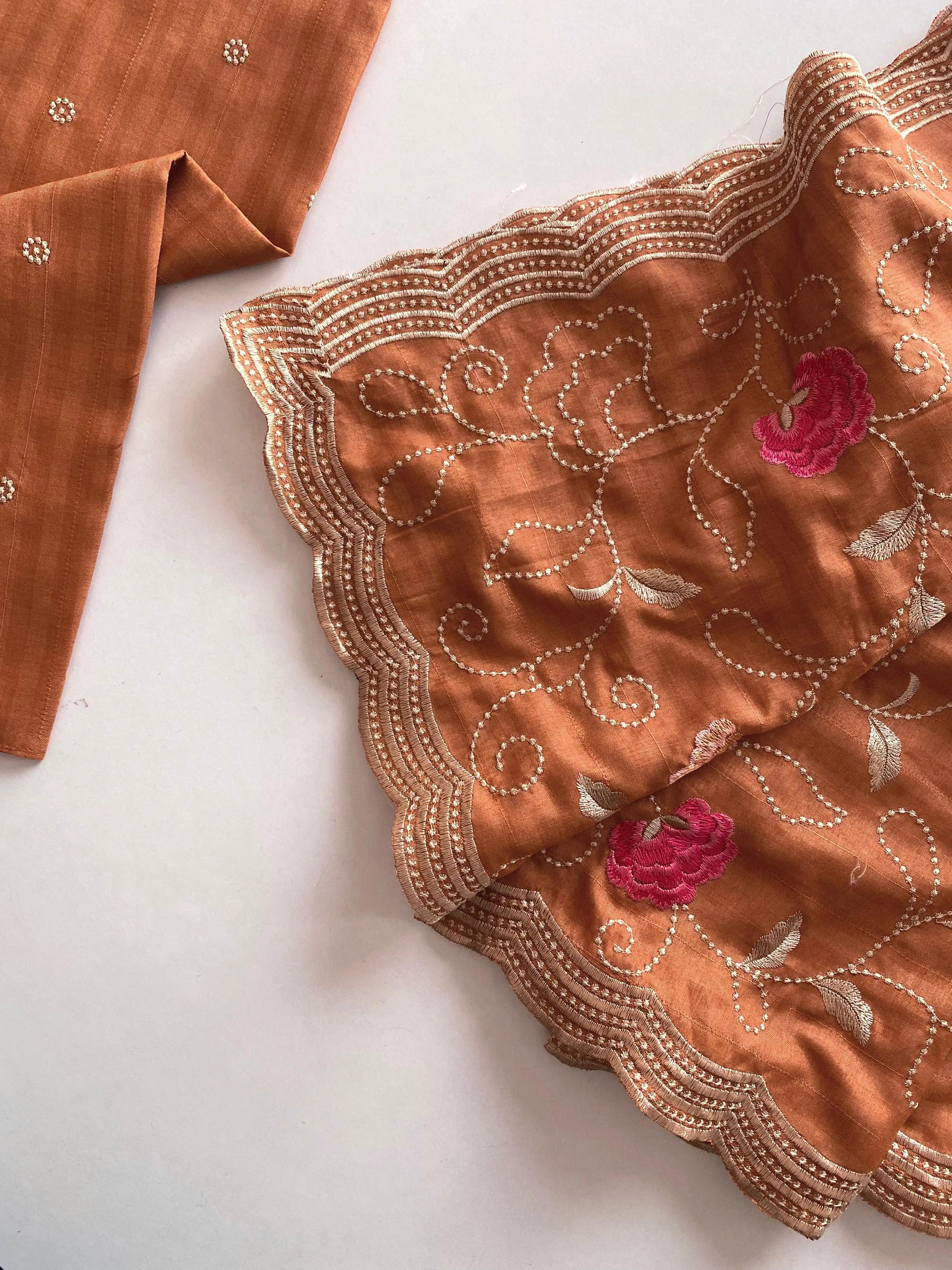 Tussar Silk Embroidery Jaal Floral Design Saree