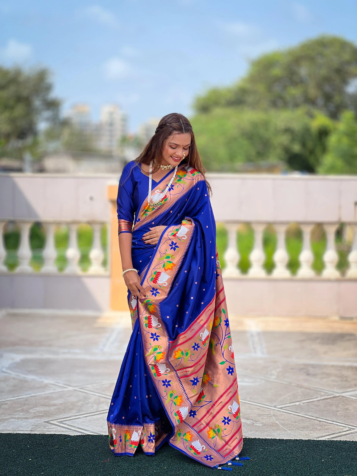 Soft Silk Meenakari Rajhans Lotus Pallu Saree