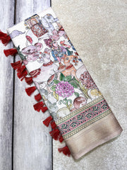 Manipuri Silk Digital Printed Kalamkari Saree