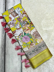 Manipuri Silk Digital Printed Kalamkari Saree