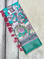 Manipuri Silk Digital Printed Kalamkari Saree