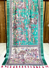 Manipuri Silk Digital Printed Kalamkari Saree