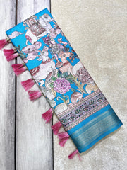 Manipuri Silk Digital Printed Kalamkari Saree