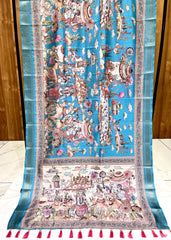 Manipuri Silk Digital Printed Kalamkari Saree