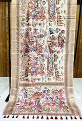 Manipuri Silk Digital Printed Kalamkari Saree