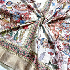 Manipuri Silk Digital Printed Kalamkari Saree