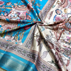 Manipuri Silk Digital Printed Kalamkari Saree