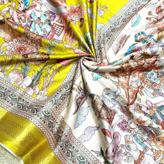 Manipuri Silk Digital Printed Kalamkari Saree