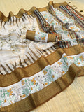 Soft Chanderi Crush Floral Printed Saree