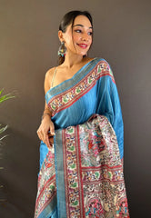 Tussar Silk Madhubani Digital Printed Saree