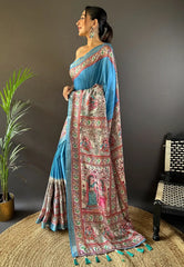 Tussar Silk Madhubani Digital Printed Saree