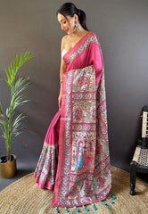 Tussar Silk Madhubani Digital Printed Saree
