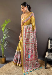 Tussar Silk Madhubani Digital Printed Saree