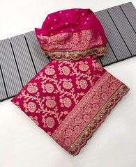 Bridal Wedding Khadi Georgette Sabyasachi Scallop Saree