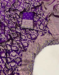 Bridal Wedding Khadi Georgette Sabyasachi Scallop Saree