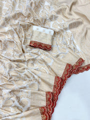 Bridal Wedding Khadi Georgette Sabyasachi Scallop Saree